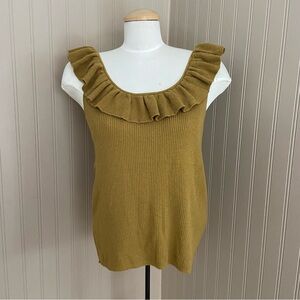 Madewell Merino Wool Cotton Wakeford Ruffle Sweater Tank Women’s XL